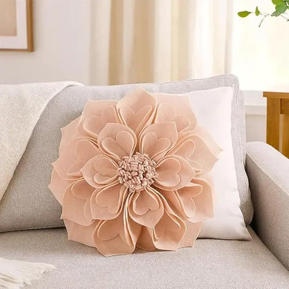 Fennco Styles Handmade 3D Heart-Shaped Petals Flower Decorative Filled Throw Pillow 13" Round - Rose Floral Pillow for Couch, Home Décor and Holiday, Housewarming Gift