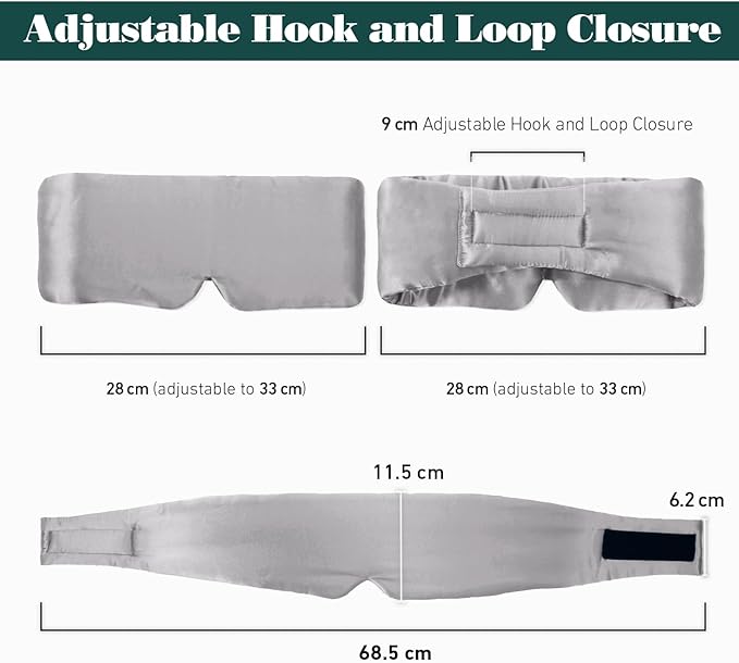 Joyhabit Silk Sleep mask | 100% Mulberry for Women Men Ultra Soft Blackout Eye Cover with Adjustable Band, Breathable No Eye Pressure, Ideal for Sleep, Travel, Naps & Meditation, Silver Gray