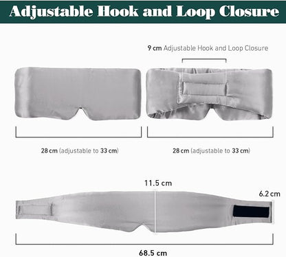 Joyhabit Silk Sleep mask | 100% Mulberry for Women Men Ultra Soft Blackout Eye Cover with Adjustable Band, Breathable No Eye Pressure, Ideal for Sleep, Travel, Naps & Meditation, Silver Gray