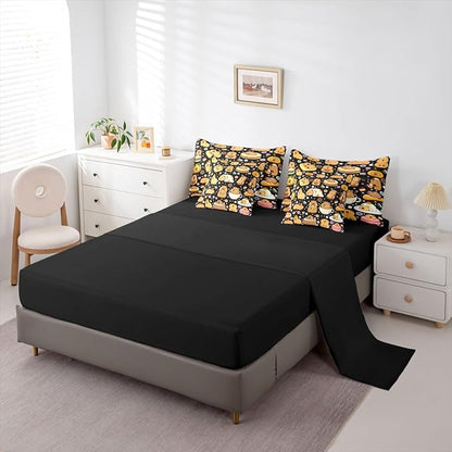 Funny Capybaras 7 Pieces Bedding Set King Size,Capybara Lover Bed in a Bag,Cute Rodent Animal Bed Set Includes Comforter,Sheet Set,Pillowcases & Pillow Covers,Kawaii Animals Yummy Foods Bedroom Decor