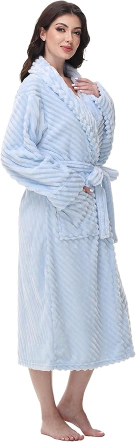 Yurhap Premium Robes for Women - Super Soft Cozy Fleece Womens Robe Plush Long Bathrobe