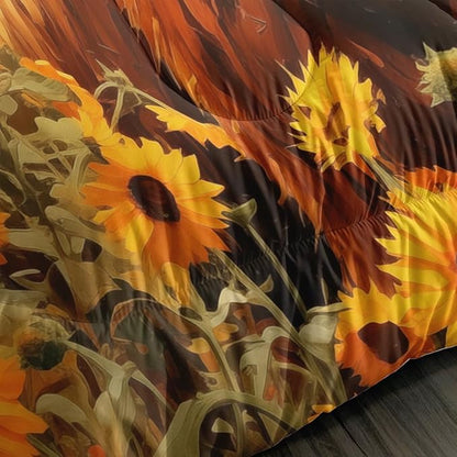 Cute Cow Print Comforter Set Twin Size Sunflower Sky Cloud Cow Bedding Set Farm Animals Cow Quilt Bed Set with 1 Comforter and 2 Pillowcases for Kids Boys Girls Room Decor