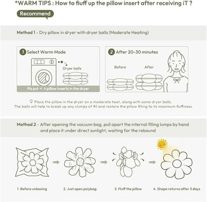 Sioloc Flower Throw Pillow, Cute Daisy Floor Seat Cushion, Aesthetic Fun Decorative Pillows for Bed Sofa Couch(SkyBlue,15.7Inch)