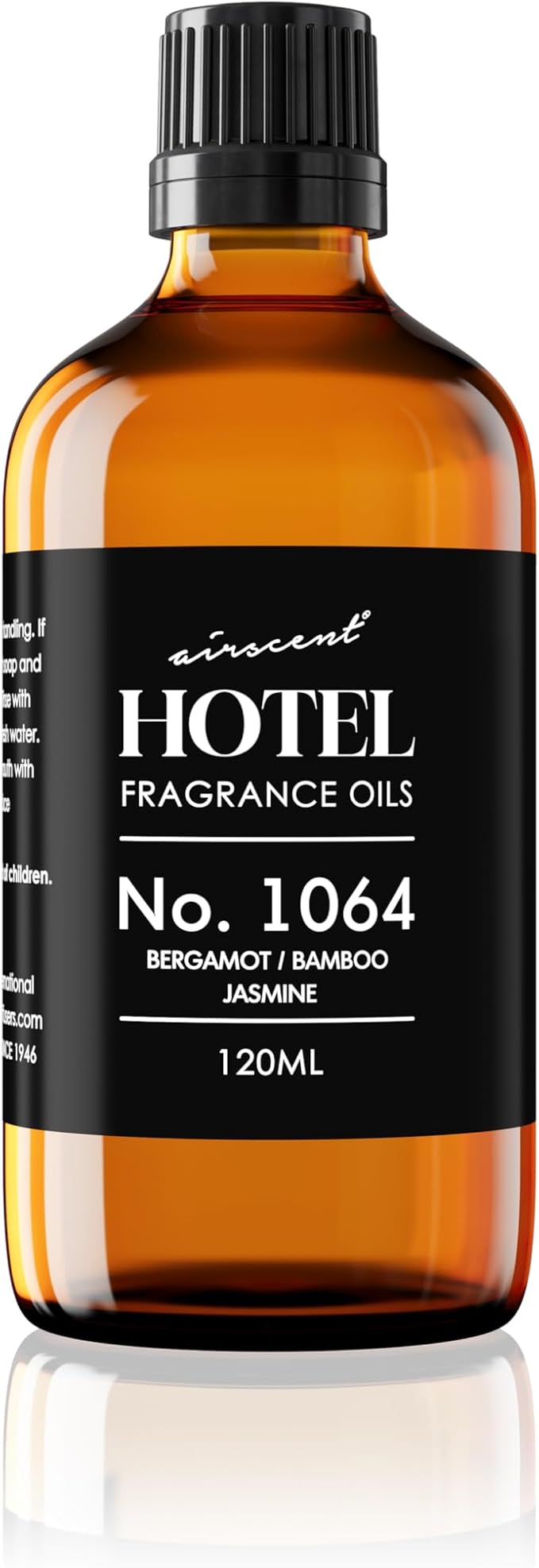 AirScent Hotel Diffuser Oil No. 1064 - Bergamot Bamboo Jasmine - Premium Fragrance Oil for Ultrasonic and Waterless Diffusers and Crafting - 120 mL, 4 fl oz Glass Dropper Bottle