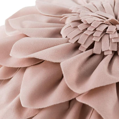 Decorative Throw Pillow 3D Flower Round Pillow Accent Handmade Cushion with Insert for Couch Bed Home Decor 14 inch Rose Gold