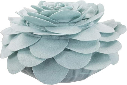 Fennco Styles Eva's Flower Garden Decorative Filled Throw Pillow 13" Round - Aqua Floral Accent Pillow for Home, Couch, Bed, Living Room, Holiday and Office Décor