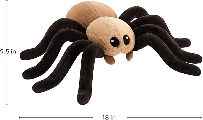 Phantoscope Happy Halloween Spider Shaped Throw Pillow, Faux Fur Fluffy Tarantula Shaped Halloween Cushion Pillow Contrast Color with Shapeable Legs, for Bedroom Sofa, Brown, 18 x 9.5 inches