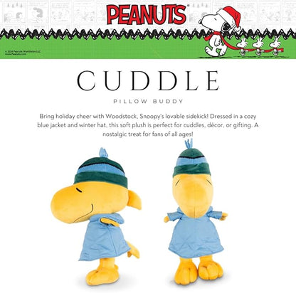 Peanuts Woodstock Winter Coat Holiday & Christmas Bedding Super Soft Plush Cuddle Pillow Buddy, (Officially Licensed Product) by Franco