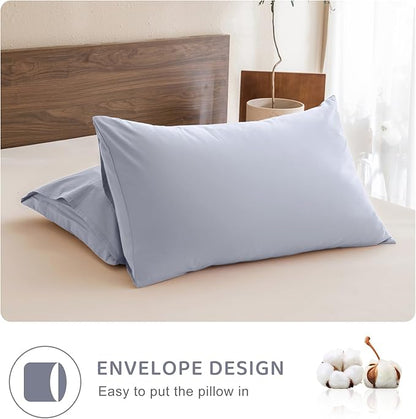 Sanracie Cotton Comforter Set Queen,Linen Like Textured Bedding Comforter for Queen Size Bed 3pcs(1 Solid Comforter Cornflower Blue and 2 Pillowcases) Soft Lightweight Bedding Set