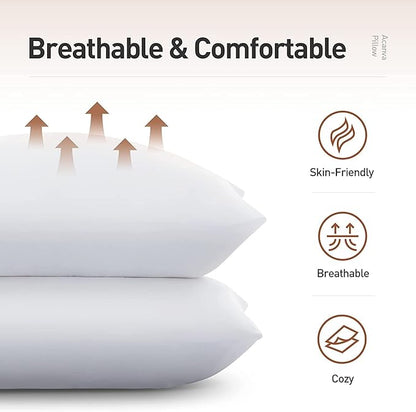 Acanva Bed Pillows 2 Pack Hotel Collection Luxury Soft Inserts for Sleeping-Breathable and Comfortable for Stomach Back Sleepers, Queen (Pack of 2), White