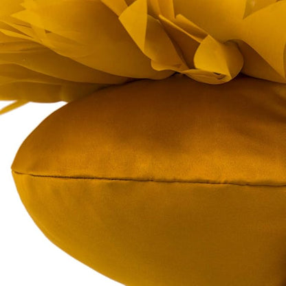 Mustard Yellow 3D Sunflower Round Decorative Throw Pillow Handcrafted Cute Elegant Flower Accent Pillow Boho Farmhouse Floral Cushion for Bed Couch Car Living Room Bedroom Home Decor 14Inch
