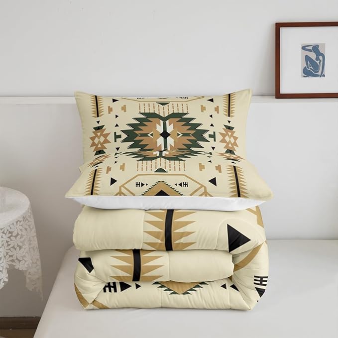 Southwest Comforter Set King Size Tribal Exotic Bedding Set 3pcs for Kids Teens Adults Women Room Decor Abstract Geometric Arrow Quilt Set Boho Vintage Duvet Insert,2 Pillowcases