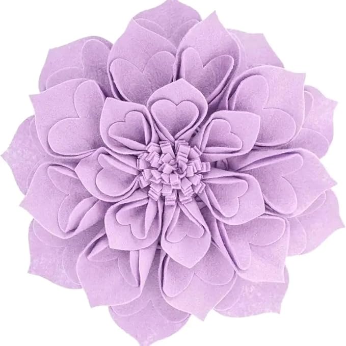 Fennco Styles Handmade 3D Heart-Shaped Petals Flower Decorative Filled Throw Pillow 13" Round - Lilac Floral Pillow for Couch, Home Décor and Holiday, Housewarming Gift