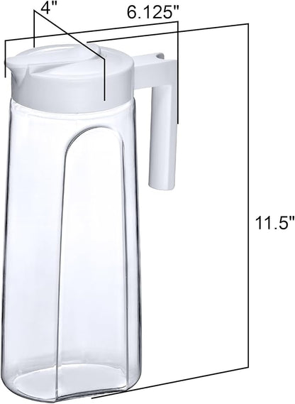 Amazing Abby - Slim - 2-Pack Tritan Pitcher (64 oz), Unbreakable Plastic Water Pitcher with Lid, BPA-Free, Heat-Resistant, Dishwasher-Safe, Great for Both Iced and Hot Drinks, White