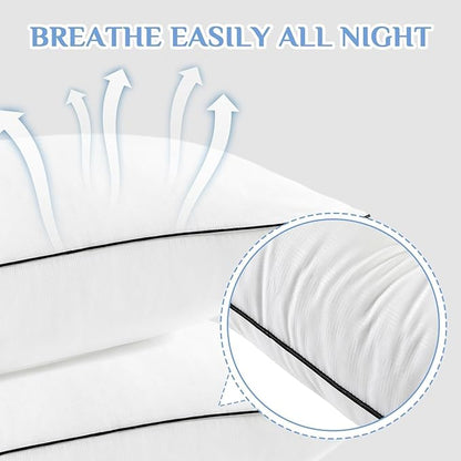 JOLLYVOGUE King Size Pillows Set of 2, Hotel Collection Bed Pillows for Side, Back, and Stomach Sleepers, Fluffy and Supportive, Down Alternative Microfiber Filled Pillows, 2 Pack