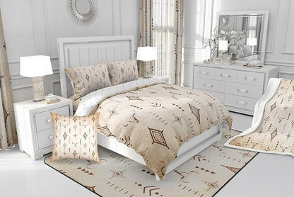 Feelyou Western Bull Skull Comforter Set Boho Ethnic Horns Bedding Set Toddler Size Kids Adult Black Brown Tribal Symbol Mysterious Aztec Comforter