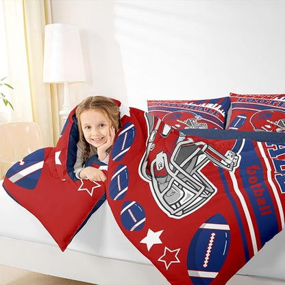 Feelyou Football Bedding Set Boys Girls Twin Size Rugby Sports Comforter Set Football City Duvet Quilt Sports Themed Bedroom Decor