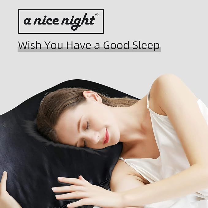 A Nice Night Satin Silky Soft Quilt Luxury Super Soft Microfiber Bedding Comforter Set, Light Weighted (Black, Twin)