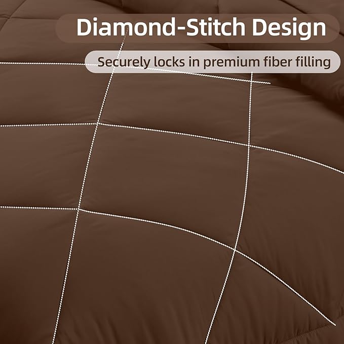 FUANNA 7 Pieces King Size Comforter Set, All Season Bed in a Bag King Size, Luxury Soft Bedding Sets with Comforter, Flat Sheet, Fitted Sheet, Pillowcases & Pillow Shams, Dark Brown