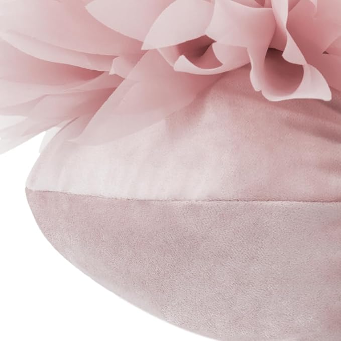 Handmade 3D Flower Throw Pillow Pink Decorative Daisy Floral Accent Pillow Cute Round Velvet Cushion for Bed Couch Car Chair Bedroom Living Room Boho Farmhouse Home Decor 12Inch Rose Gold