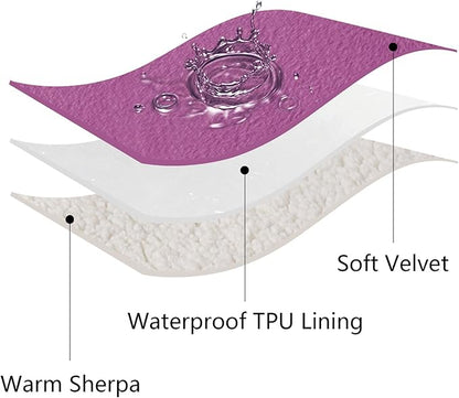 Waterproof Dog Blankets for Medium Dogs, Washable Pet Blanket for Indoor Cats, Plush Sherpa Puppy Throw Furniture Protector for Bed Couch Sofa(30"x40",M,Purple)