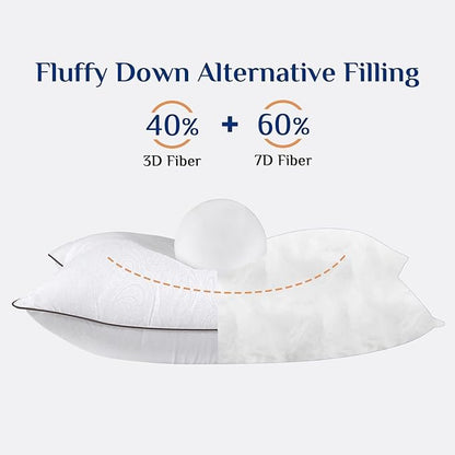 JOLLYVOGUE Pillows Queen Size Set of 2 for Sleeping, Soft and Supportive Bed Pillow with Down Alternative Filling for Side and Back Sleepers, Hotel Collection