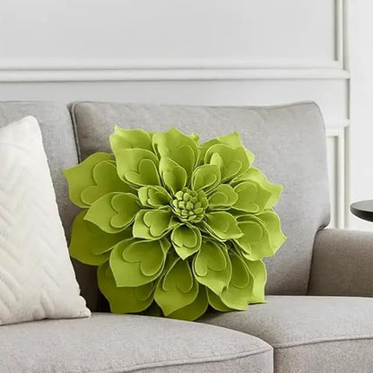 Fennco Styles Handmade 3D Heart-Shaped Petals Flower Decorative Filled Throw Pillow 13" Round - Lime Floral Pillow for Couch, Home Décor and Holiday, Housewarming Gift