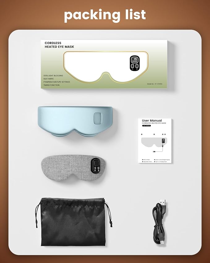 Anydance Heated Eye Mask - Cordless Eye Mask for Dry Eyes, Eye Relief, Improved Sleep, Timed Shutdown, 4 Temperature, Washable Eye Heating Pad for Travel, Removable for Cleaning - Teal Green