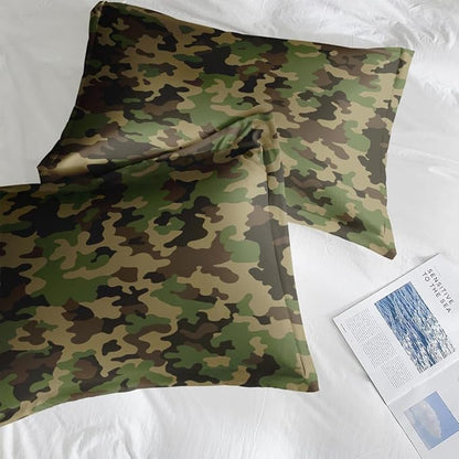 Comforter Set Twin Size, Military Hunting Camouflage 5 Pcs Bedding for Kids and Adults, Brown Green Camo Bed Sheet Sets with Fitted Sheet Pillowcase & Sham