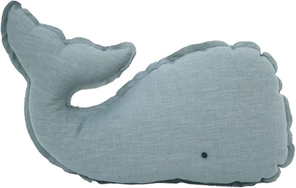 Marble Empire Whale Pillow Linen, Blue Whale Throw Pillows with Free Style Edge,Coastal Ocean Decorative Pillow for Couch Sofa (18.5 inch)