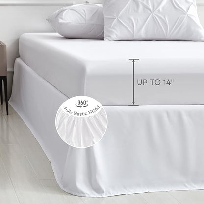 Maple&Stone Full Size Comforter Sets, 7 Pieces Bedding Sets Full, Pintuck Bed in a Bag Bed Set with Comforter, Sheets, Pillowcases & Shams - White