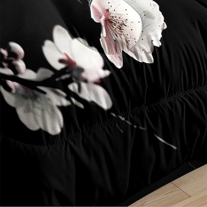 Cherry Blossom Comforter Set Full Size,Japanese Bedding Set for Girls, Hoilday Decor Down Alternative Comforter with 2 Pillowcases/79 * 90
