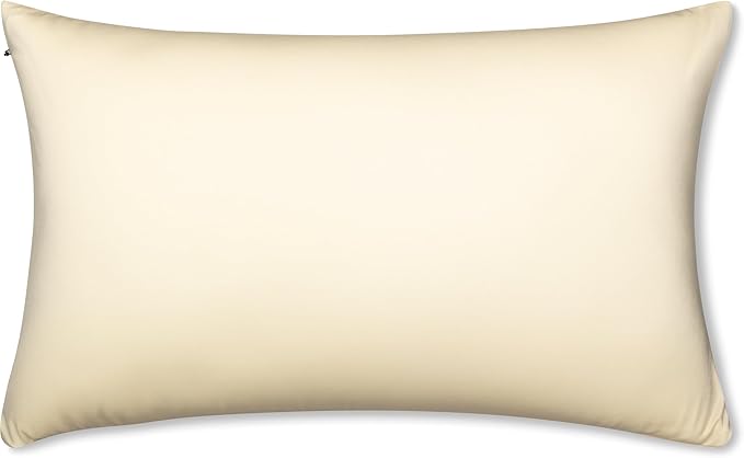 PILLOWY 12"x20" Throw Pillow - Off white- Creme: 1Pcs Luxurious Premium Microbead Pillow With 85/15 Nylon/Spandex Fabric. Forever Fluffy, Outstanding Beauty & Support. Silky, Soft & Beyond Comfortable