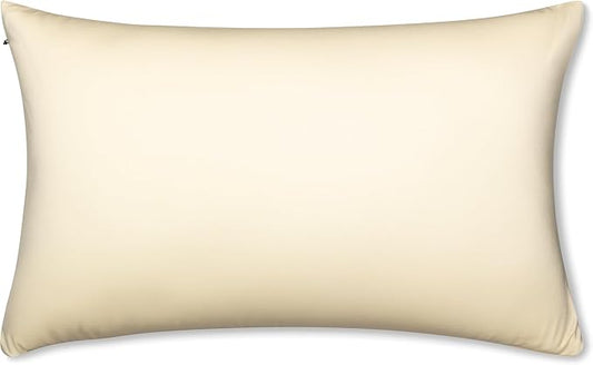 PILLOWY 12"x20" Throw Pillow - Off white- Creme: 1Pcs Luxurious Premium Microbead Pillow With 85/15 Nylon/Spandex Fabric. Forever Fluffy, Outstanding Beauty & Support. Silky, Soft & Beyond Comfortable