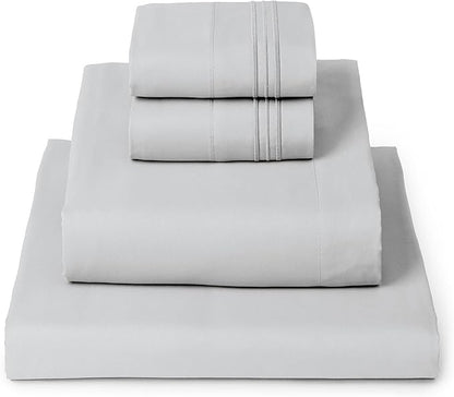 Mellanni Full Sheets Set - 4 PC Iconic Collection Bedding - Hotel Luxury, Extra Soft, Cooling Bed Sheets - Wrinkle, Fade, Stain Resistant (Full, Light Gray)