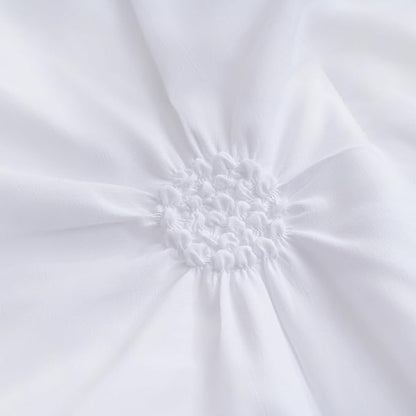 Bedbay White Ruffle Comforter Set Queen Size Boho Comforter Ruched Bedding 9 Pcs Queen Bed in a Bag Pintuck Pinch Pleat Bedding Set Elegant Ruffle Farmhouse Bed Set for All Seasons
