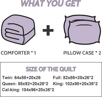Decroom Lightweight Twin Comforter Set with 1 Pillow Sham - 2 Pieces Set - Quilted Down Alternative Comforter/Duvet Insert for All Season - Lavender - Twin/Twin XL Size