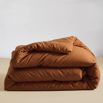 KAREVER Pumpkin Color Comforter Sets Solid Cinnamon Color Bedding Set Cal King 3 PCs Pumpkin Comforter Sets for Women Girls Breathable Soft Bedroom Collection Solid Rust Color Adults Pumpkin Bedding