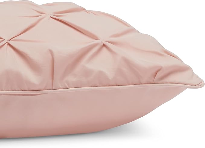 Amazon Basics Queen Size Comforter Sets, All-Season Down-Alternative 3-Piece Bedding Set, Pinch Pleat Design, Full/Queen Size, Blush