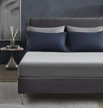 Maple&Stone Twin XL Comforter Set 5 Pieces Bed in a Bag - Down Alternative Bed Set with Sheets, Pillowcase & Sham, Soft Reversible Duvet Insert for Twin XL Bed, Navy & Dark Grey