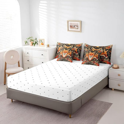 Feelyou Sun Moon Bed in a Bag with Comforter, Queen Size 7Pcs Boho Exotic Fox Bedding Set with Comforter, Astrology Space Comforter Women Men Teens Ultra Soft Decor Bohemian Wild Animals Room Decor