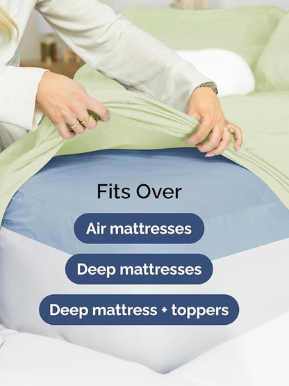 Extra Deep Twin Sheet Set - 4 Piece Breathable and Cooling Sheets - Hotel Luxury Bedding for Women, Men, Kids & Teens - Easy & Secure Fit - Soft, Wrinkle Free & Comfy - Extra Deep Pockets - Light Sage