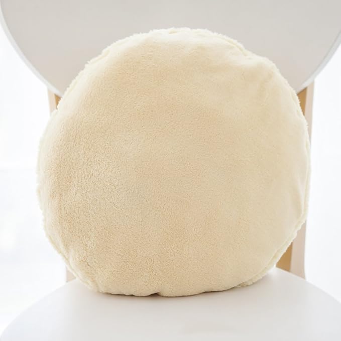 ChezMax Macaron Pillow Plush Back Bolster Cushion Microbead Throw Pillow Case Round Seat Cushion Home Decor Pillow for Sofa Bedroom Office Dormitory Car 14.5" Light Yellow