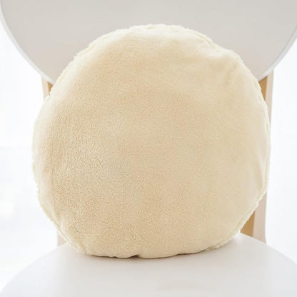 ChezMax Macaron Pillow Plush Back Bolster Cushion Microbead Throw Pillow Case Round Seat Cushion Home Decor Pillow for Sofa Bedroom Office Dormitory Car 14.5" Light Yellow