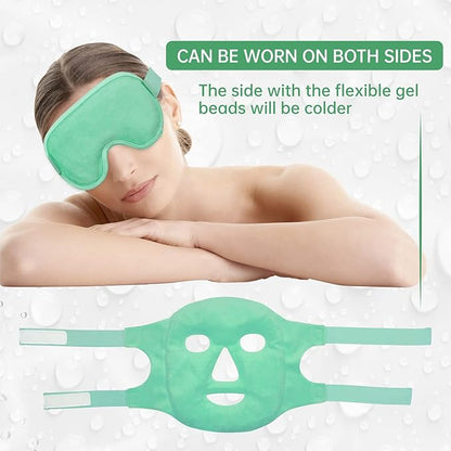 ZNÖCUETÖD Cooling Ice Face Eye Mask for Reducing Puffiness, Bags Under Eyes,Sinus,Redness,Pain Relief,Dark Circles, Migraine,Hot/Cold Pack with Soft Plush Backing Gift for Women