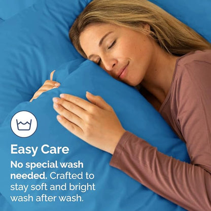 King Pillow Cases Set of 4 - Ultra Soft Hotel Quality Pillowcase Covers - Comfy, Cozy & Wrinkle Free - Shrinkage, Stain & Fade Resistant - Machine Washable Pillow Protectors - 4 Piece Set - Denim Blue