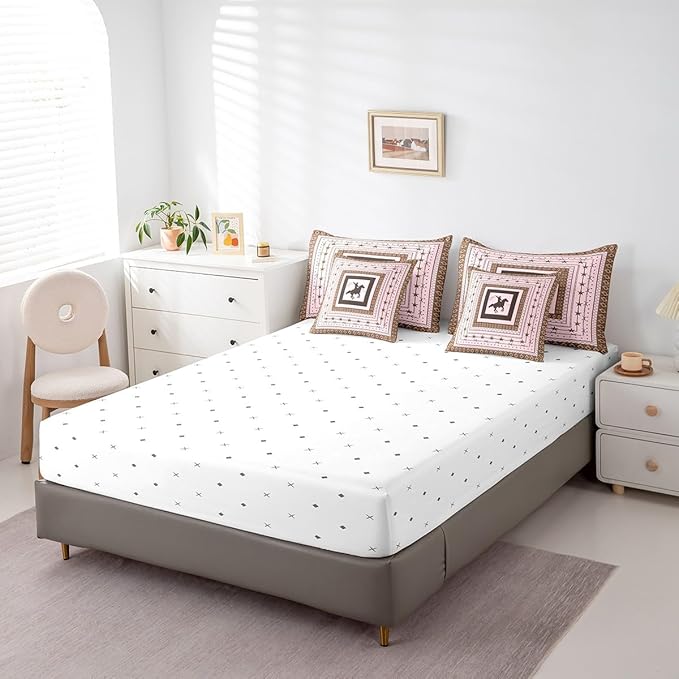 Feelyou Pink Western Cowboy Comforter Set with Sheets Queen Size Kids Rodeo Cowboy Horse 7 Pieces Bedding Set for Boys Girls Teens Western Star Bed in a Bag Grunge Design Bed Set