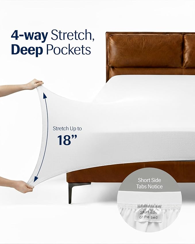 REST® Evercool®+ Cooling Sheet Set, King Size, Arctic White, Breathable Bed Sheets for Hot Sleeper and Night Sweats, with Pillowcases, with Ionic+ Self-Cleaning Silver Yarn for Sensitive Skin, 4PCS