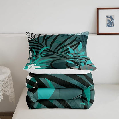 Erosebridal Aesthetic Minimalist Comforter King Blackish Green Grey Bedding Set, Modern Mid Century Down Comforter Abstract Artwork Bed Set, Quilted Duvet with 2 Pillowcase