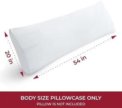 Mellanni Pillow Case - 1 PC Iconic Collection Pillowcases - Hotel Luxury, Extra Soft, Cooling Pillow Cover - Envelope Closure - Wrinkle, Fade, Stain Resistant (Body 20" x 54", White)